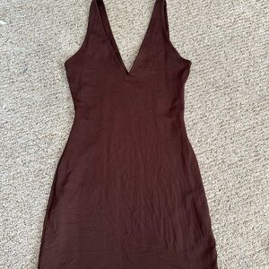 Elegant Brown Sleeveless Dress
